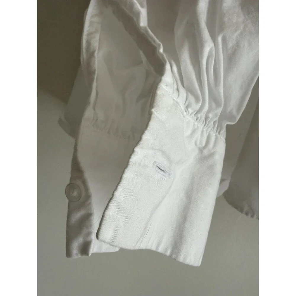 ZARA Women’s White Puff Sleeve Button Down Shirt Blouse Size S